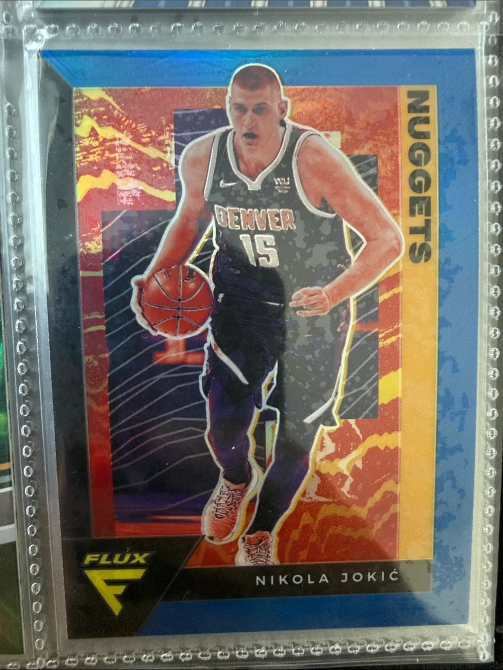 Flux Nikola Jokić Denver Nuggets Basketball Trading Card - Blue/Gold/Red